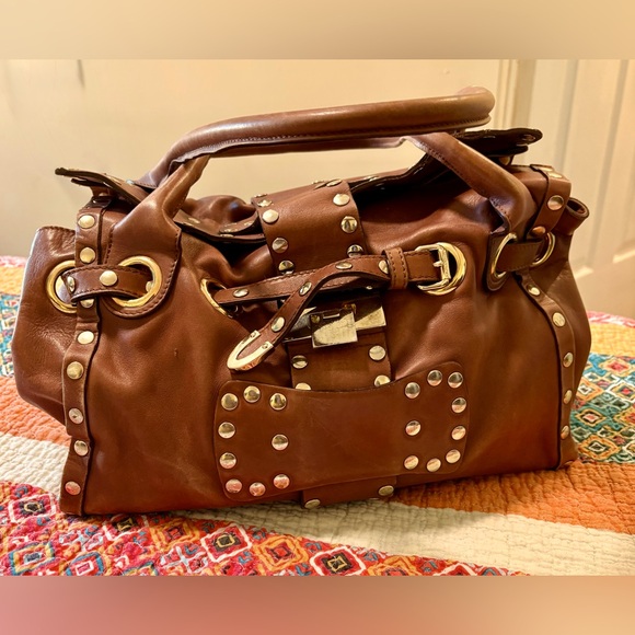 Jimmy Choo Handbags - Jimmy Choo Brown Studded Distressed Ramona Shoulder Bag Satchel